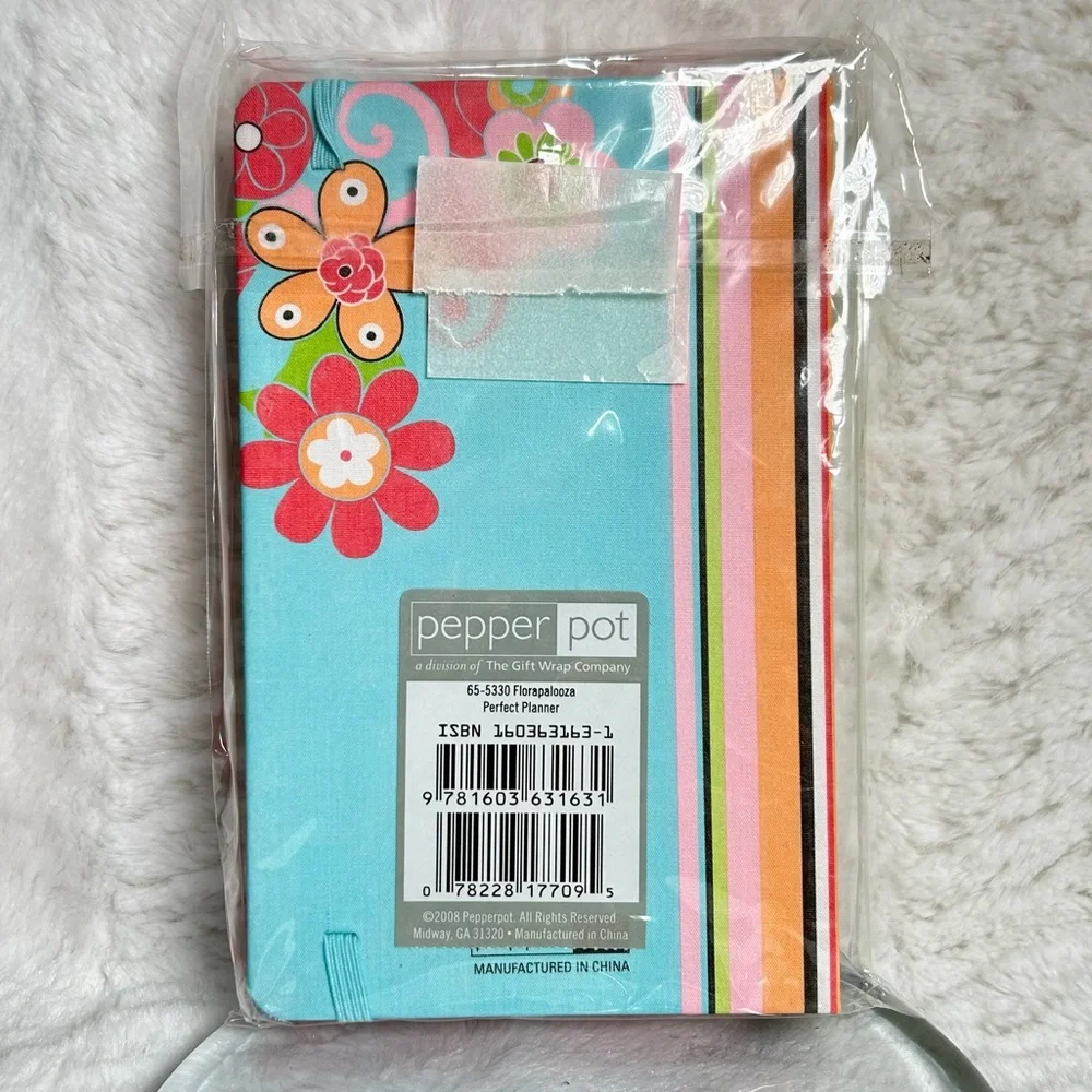 Pepper Pot Perfect Planner Notepad Pockets Pencil Floral Stripes Design Red NEW